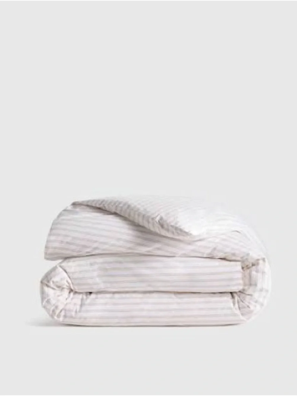 Quince Organic Crisp Percale Duvet Cover King/Cal King Double Stripe Toffee NWOT